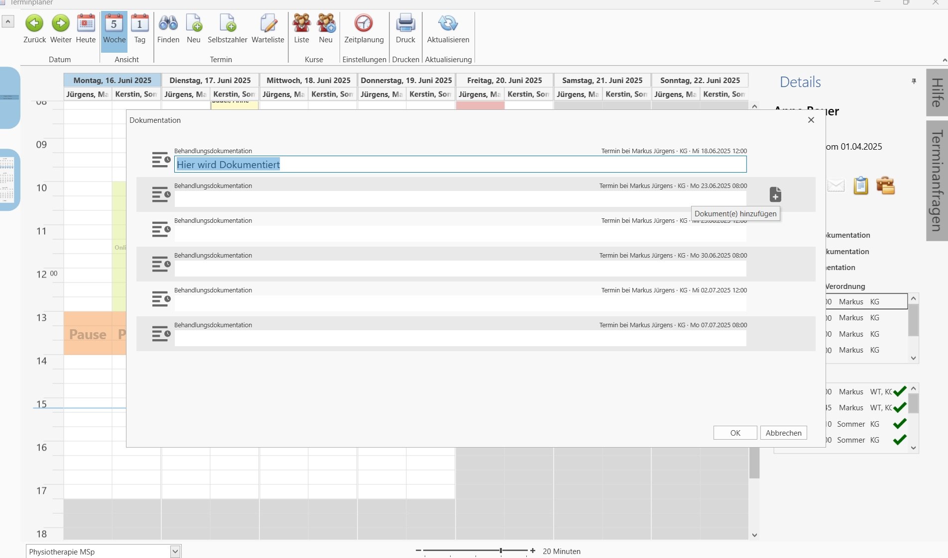 Henara Praxissoftware Physiotherapie Eingabe Dokumentation