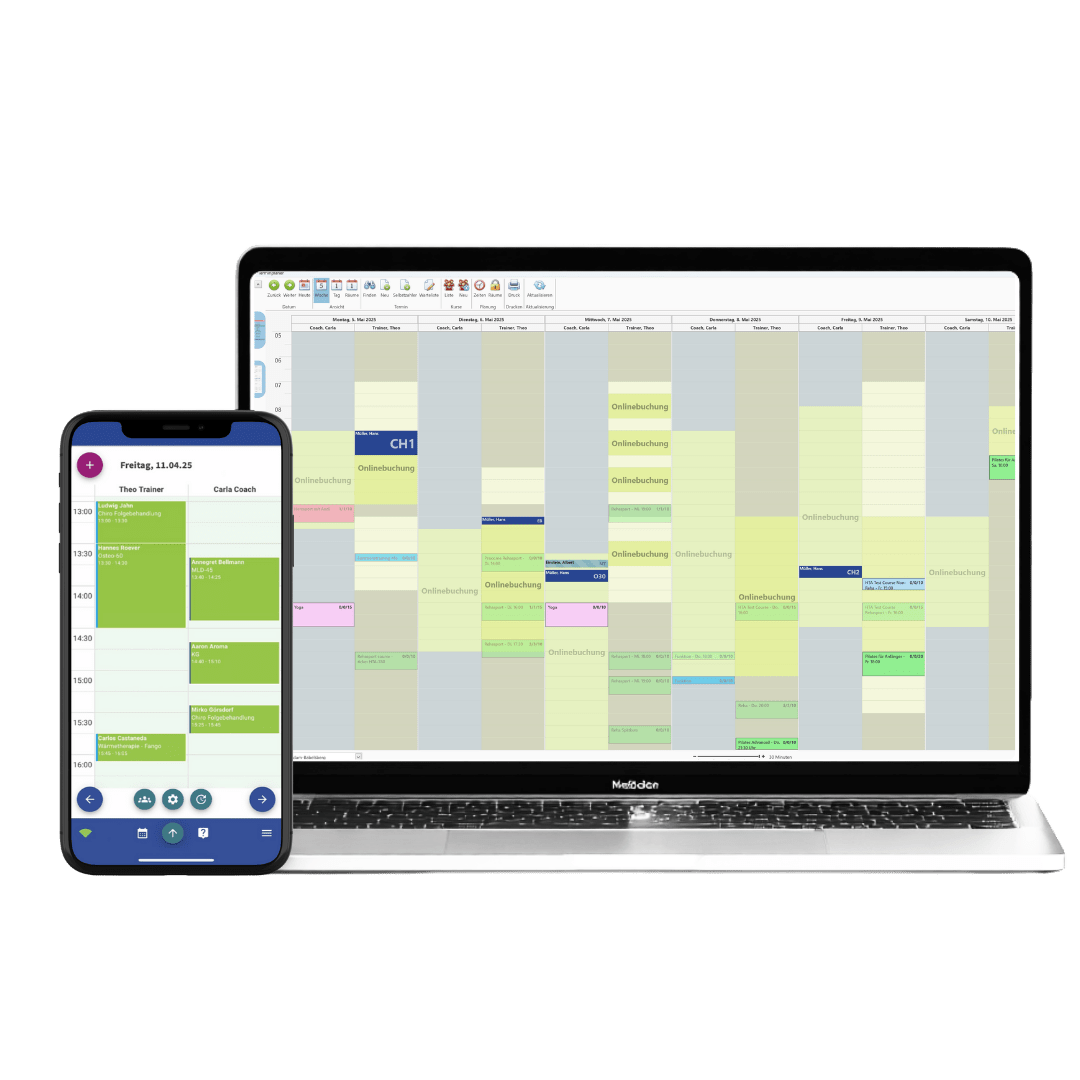 Henara Praxissoftware für Therapeuten – Computer und Smartphone